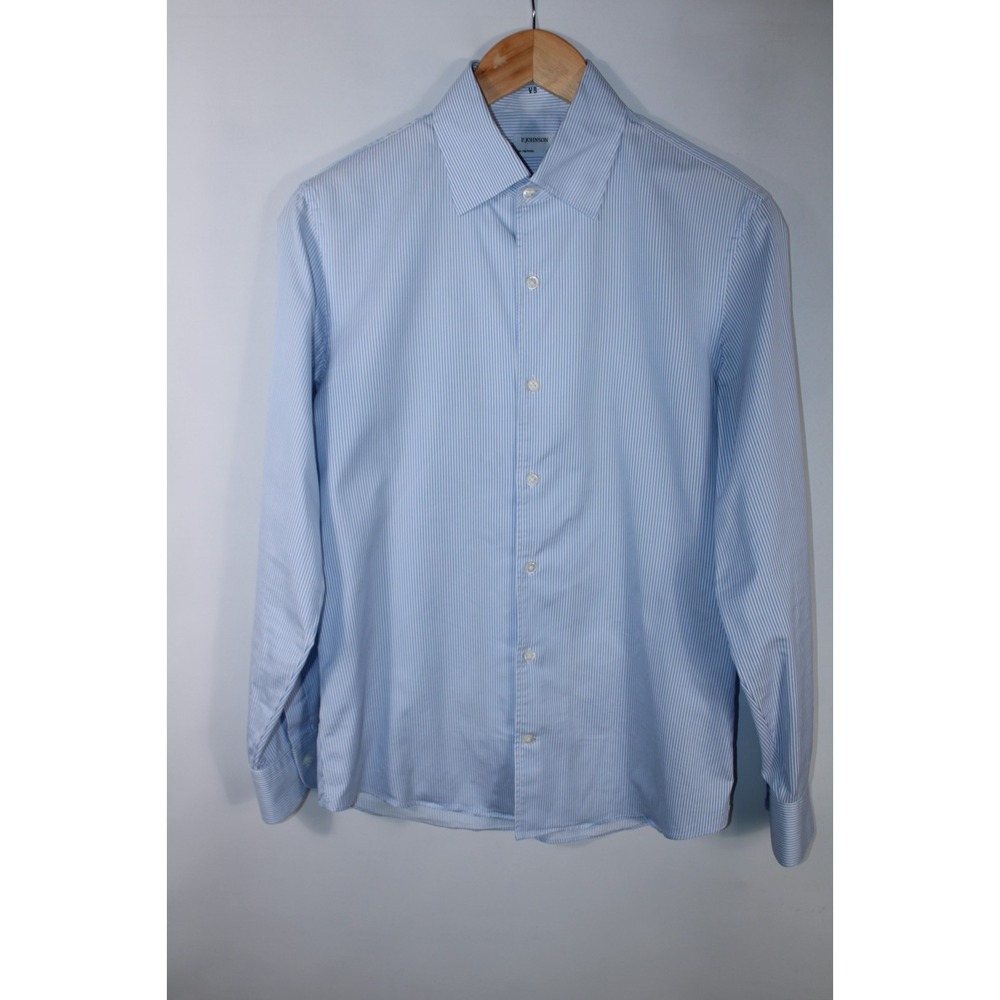 P. Johnson Men's Size Small Striped Poplin Dress Shirt Made to Measure
